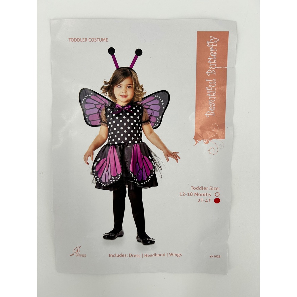 Seasons Beautiful Butterfly Toddler Costume Dress Wings Headband 2T-4T YK1028